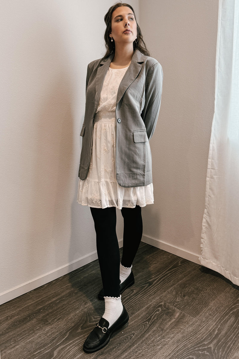 Heather Grey Oversized Twill Blazer Jacket – PinkBlush
