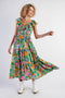 Green Ruffle V-Neck Tiered Maxi Dress