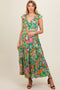 Green Ruffle V-Neck Tiered Maternity Maxi Dress