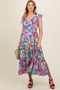 Periwinkle Ruffle V-Neck Tiered Maternity Maxi Dress