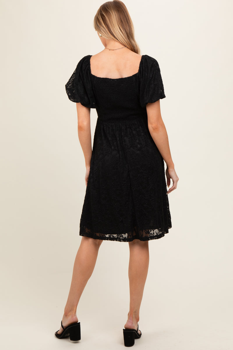 Black Lace Inset Sleeveless Maternity Blouse