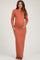 Rust Long Sleeve Fitted Maternity Maxi Dress