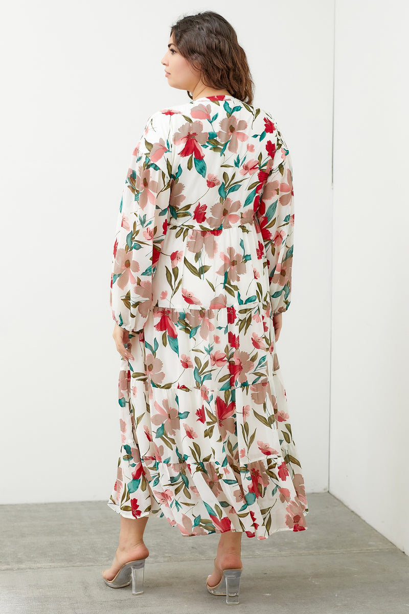 Onion Pink Floral Shirt Dress with Waist Tie main image 1