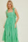 Green Gingham Shoulder Tie Dress