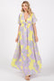 Lavender Floral Back Cutout Maxi Dress