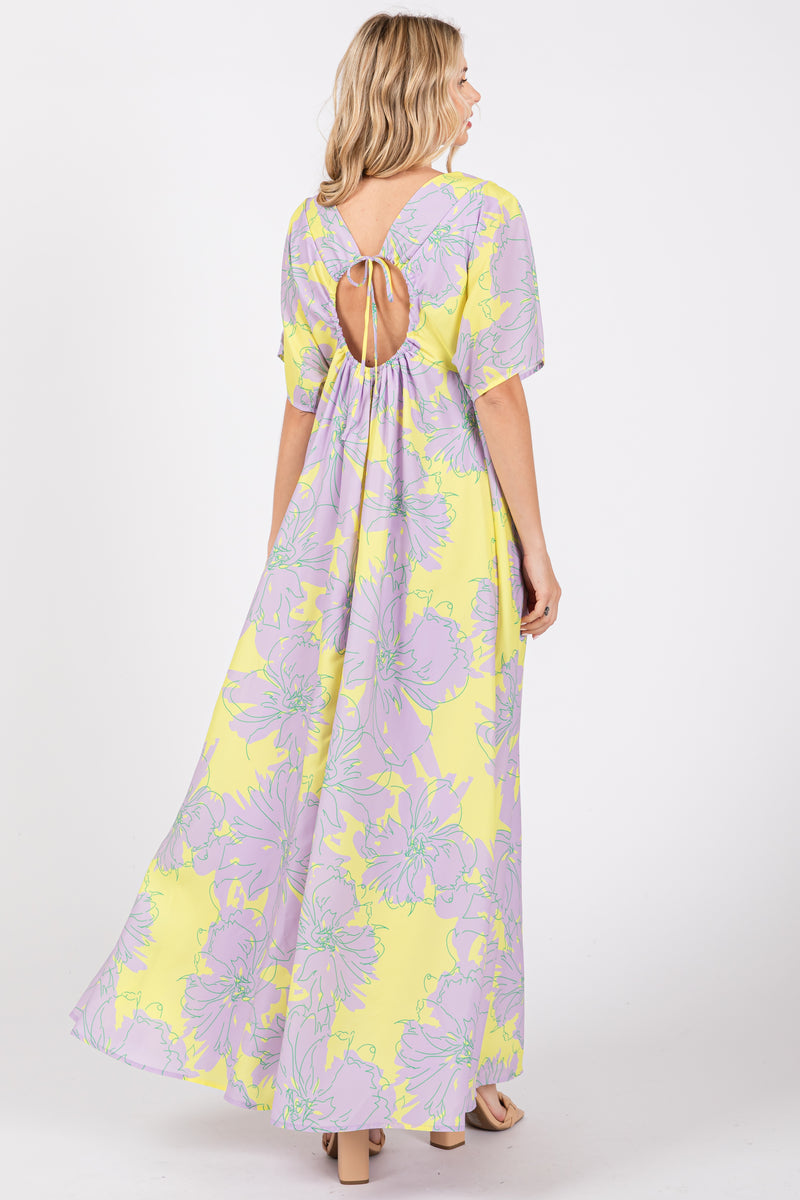 Lavender Off- Shoulder Frill Detail Maxi Dress