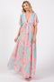 Salmon Floral Back Cutout Maxi Dress