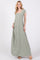 Light Olive Ribbed Square Neck Short Sleeve Maxi Dress