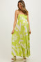 Lime Leaf Print Sleeveless Maternity Maxi Dress