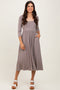 Mocha Square Neck 3/4 Sleeve Midi Dress