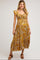 Yellow Tropical Print Smocked Short Sleeve Maternity Maxi Dress