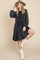 Black Front Pintuck Cotton Midi Dress