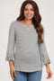 Navy Blue Striped Maternity 3/4 Sleeve Top