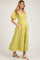 Light Olive Smocked Square Neck Puff Sleeve Tiered Maternity Maxi Dress