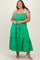Green Ribbon Strap Tiered Plus Maxi Dress