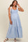 Light Blue Contrast Shoulder Straps Maternity Maxi Dress