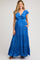 Blue Layered Ruffle Tiered Maternity Maxi Dress