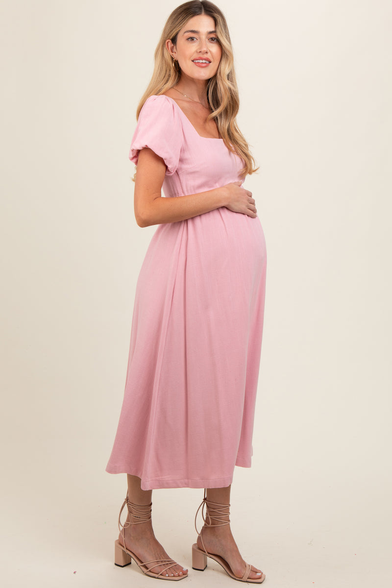 Maternity Pink Midi Dress