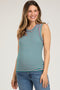 Pink Teal Sleeveless Ribbed Maternity Tank Top