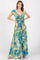 Blue Floral Smocked Off Shoulder Maxi Dress