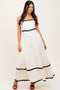 Beige Colorblock Trim Midi Dress