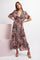 Brown Paisley Print Collared Button Down Maxi Dress