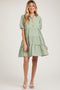 Light Olive Collared Tiered Maternity Dress