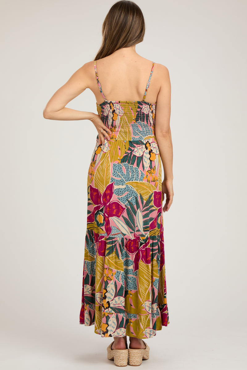 Paisley Print V-Neck Tiered Maternity Maxi Dress main image 1