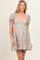 Beige Striped Floral Eyelet Maternity Mini Dress