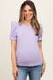 Lavender Ribbed Puff Sleeve Maternity Top