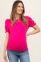 Fuchsia Ribbed Puff Sleeve Maternity Top
