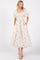Pink Floral Textured Dot Smocked Sweetheart Neck Midi Dress