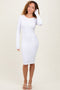 White Ribbed Seamless Fitted Dress
