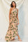 Taupe Floral One Shoulder Pleated Asymmetrical Maxi Dress