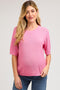 Pink Knit Short Sleeve Maternity Top