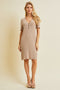 Beige Ribbed Knit Dress