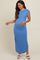 Blue Fitted Maternity Midi Dress