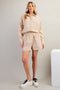 Beige Striped Button Accent Shorts