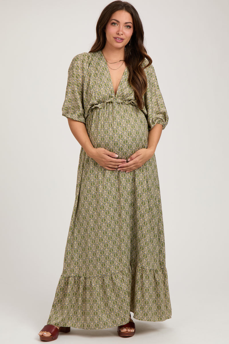 OCEAN AZURE | ZIPLESS MATERNITY MAXI-PUFF SLEEVES | FULL LENGTH MAXI