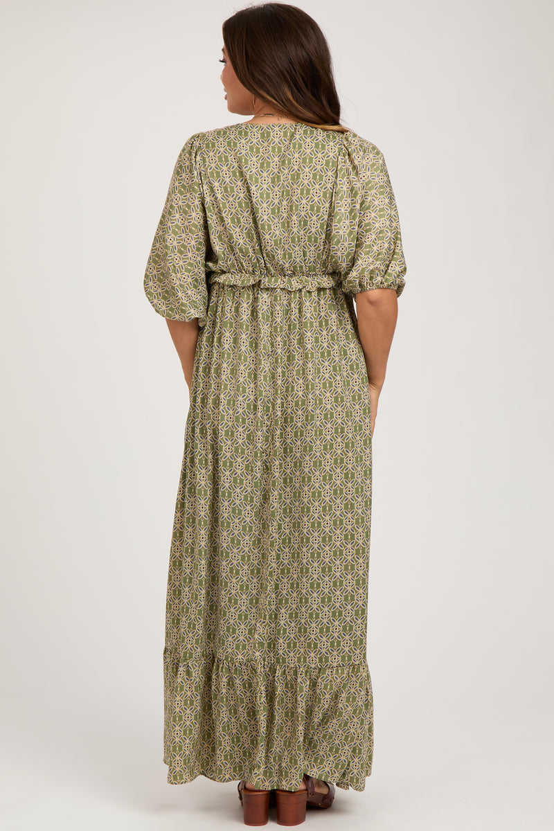 Deep V-neck Chiffon Maternity Dresses with Bows Peacock