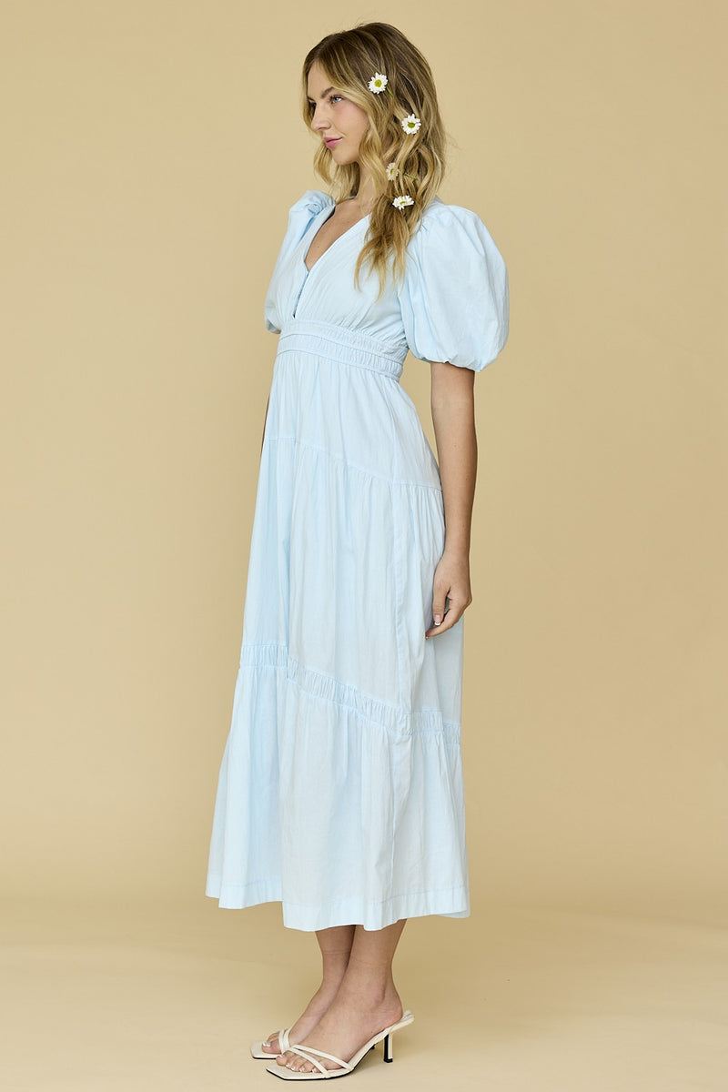 Puffy Midi Blue Dress main image 1