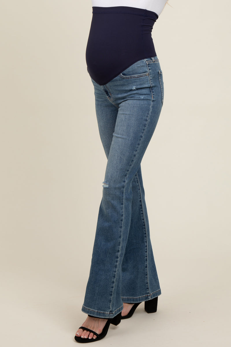 Maternity Blue Flare Bell Bottom Jeans