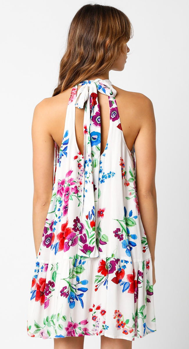 Floral Print Cut-Out Back Mini Dress