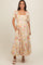 Ivory Floral Pleated Puff Sleeve Maternity Midi Dress