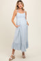 Blue Striped Tie Strap Maternity Maxi Dress