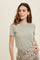 Light Olive Ribbed Short Sleeve Curved Hem Top