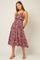 Hunter Green Floral Sleeveless Tiered Floral Print Midi Dress