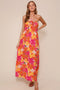 Peach Floral Halter Maxi Dress