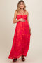 Red Halter Maxi Maternity Dress