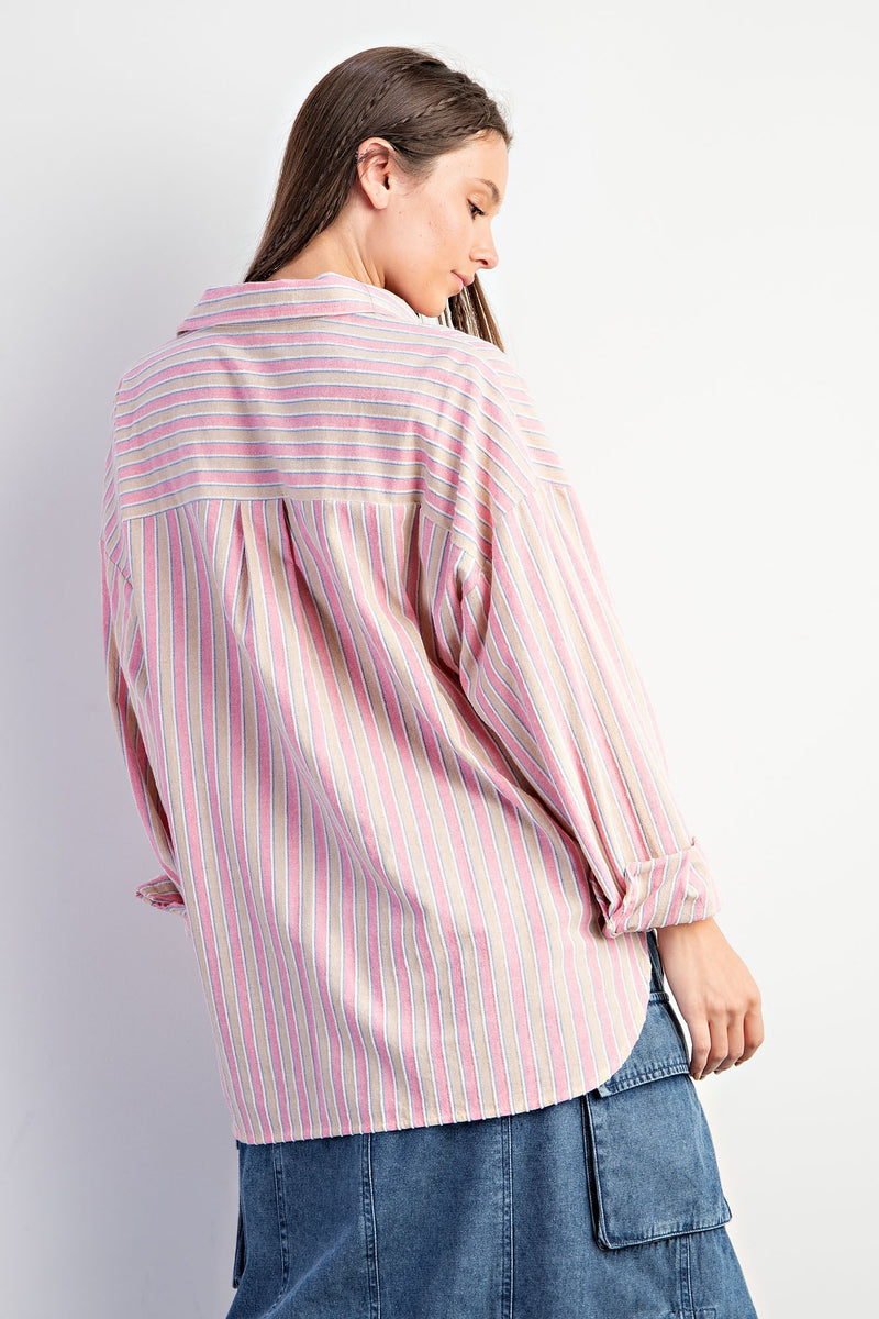 Pink Striped Button Down Shirt